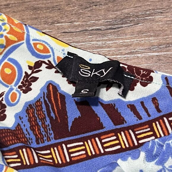 SKY Halter Top Maxi Dress, Slinky Fit Brightly Printed Summer Dress Size Small - Picture 11 of 14